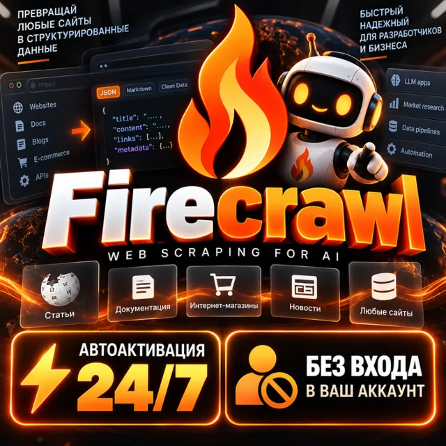 🔥 Firecrawl AI — Hobby / Standard / Growth 🔥 Автоактивация 24/7 | Без входа