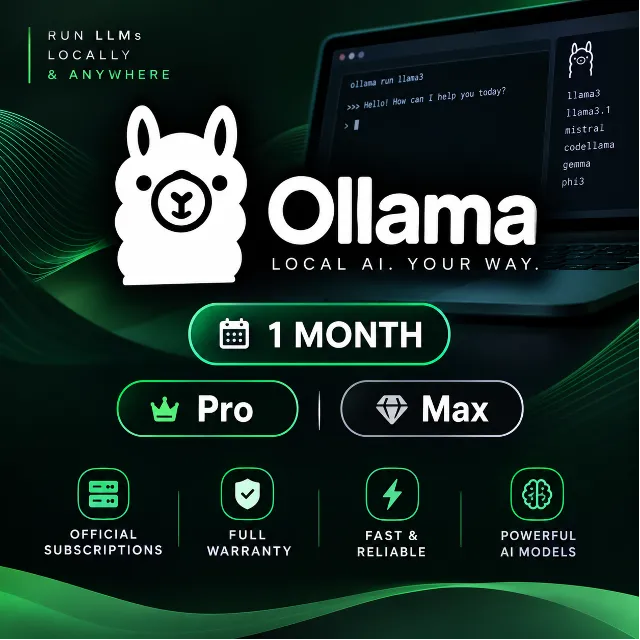 Ollama AI — Pro / Max | 1 месяц | Официальная подписка | Полная гарантия