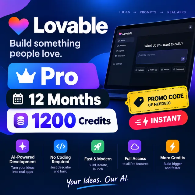 Lovable AI Pro (12 месяцев) | 1200 кредитов | Официальный промокод | Мгновенная актив