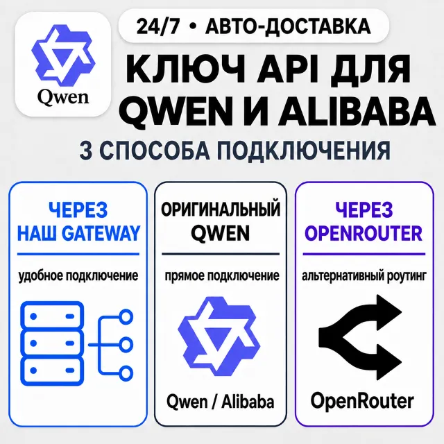 [24/7] API-ключ Qwen | Работает везде (в т. ч. в РФ) | Все модели