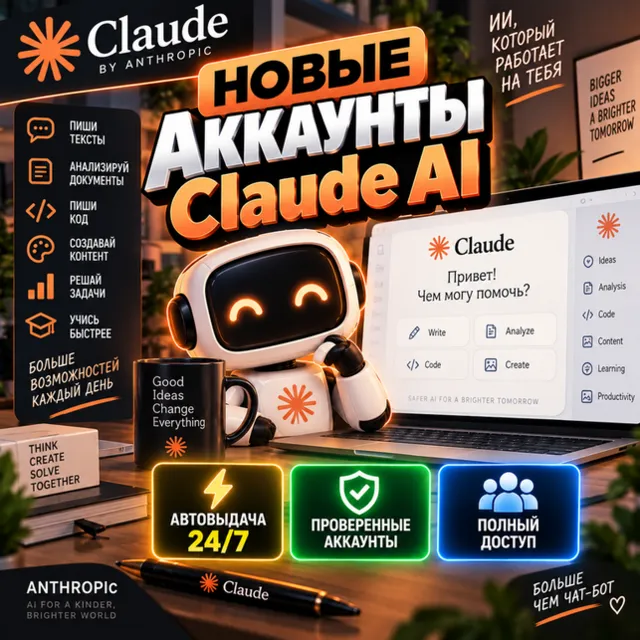 🤖Новые Аккаунты Claude AI🤖Автовыдача 24/7