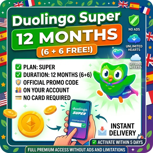 Duolingo Super 6 месяцев + 6 месяцев бесплатно