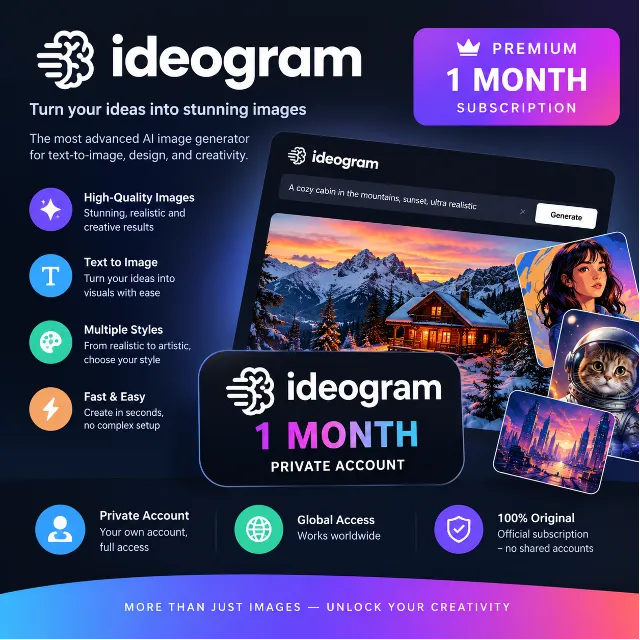 Ideogram Plus 1 Month - Private Account (Global)