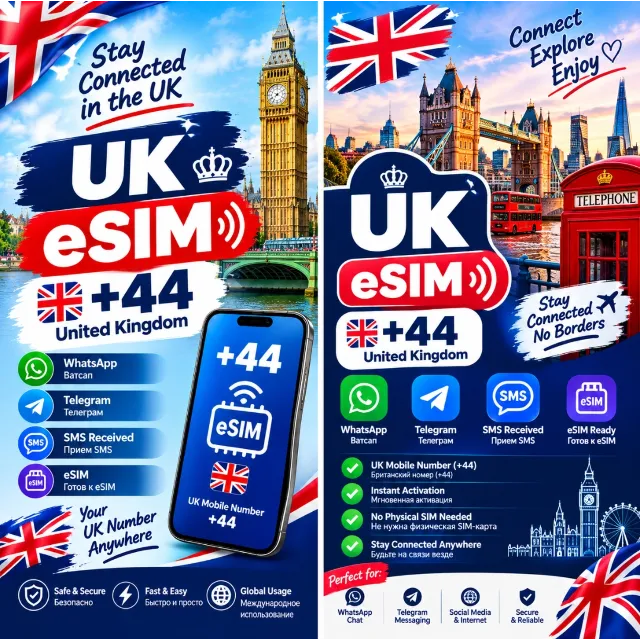 🇬🇧 eSIM Великобритании с номером +44 (eSIM) — Мгновенная доставка