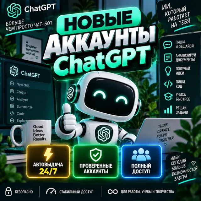 🤖Новые Аккаунты ChatGPT🤖Автовыдача 24/7