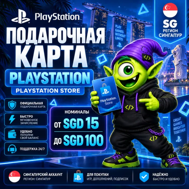 24/7 ⭐ Карта PlayStation (PSN) СИНГАПУР | SG 15-100 SGD | АВТО ВЫДАЧА ⭐