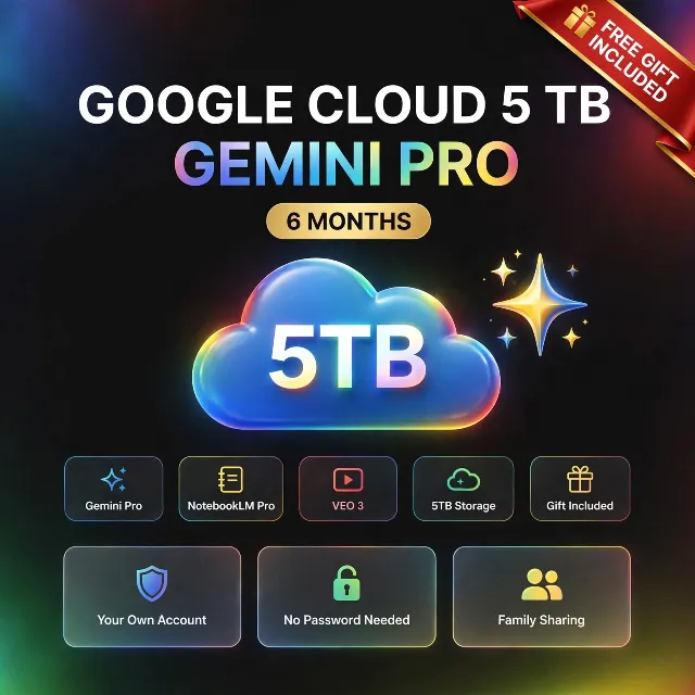 Google Cloud 5 ТБ | Gemini Pro, NotebookLM Pro, VEO3, Banana Pro, Antigravity | 6 мес