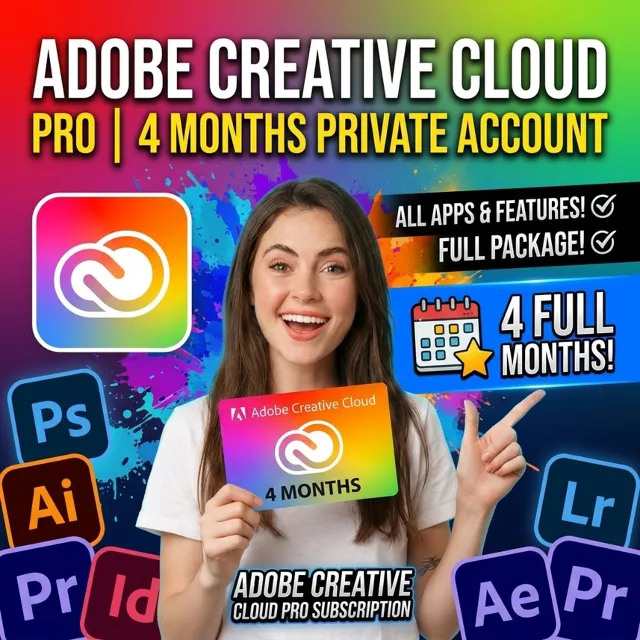 Adobe Creative Cloud Pro 4 Months Private Account + ProtonMail Included
