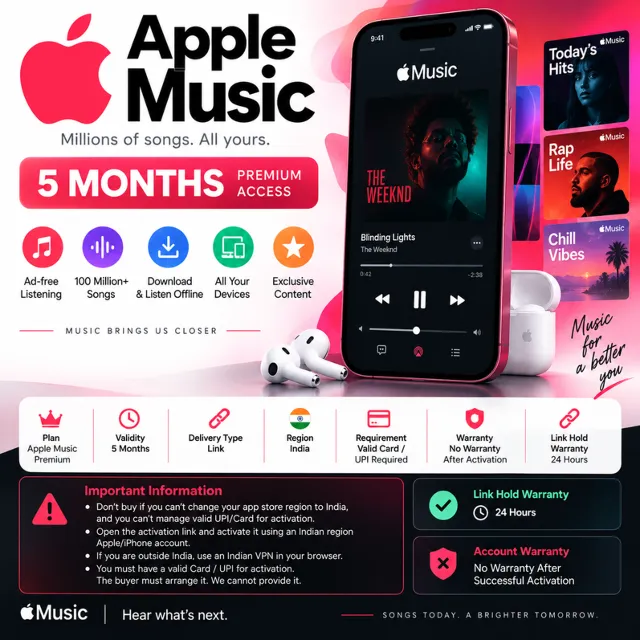 Apple Music Premium 5 Months Activation Link India Region