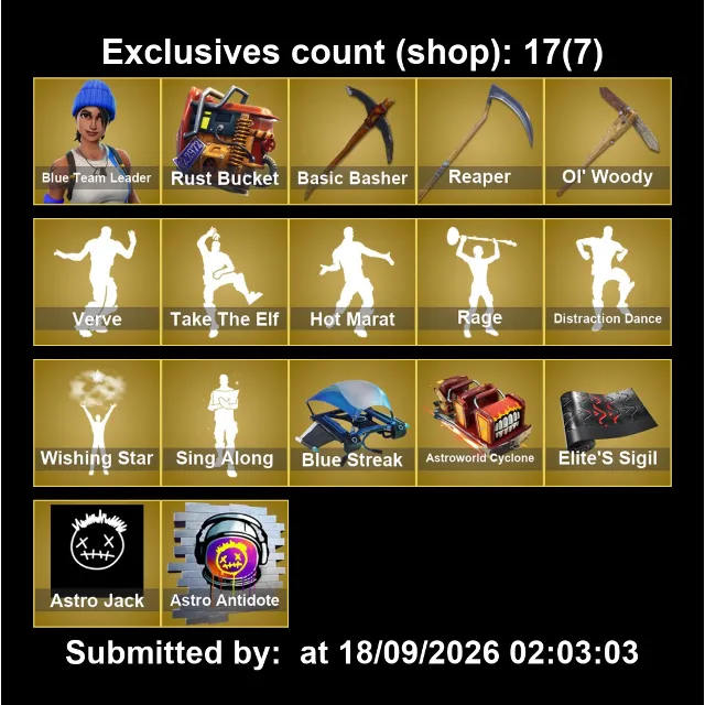 Мгновенный доступ • FN (все платформы) • 259 skins • 1200 VB • Полный доступ