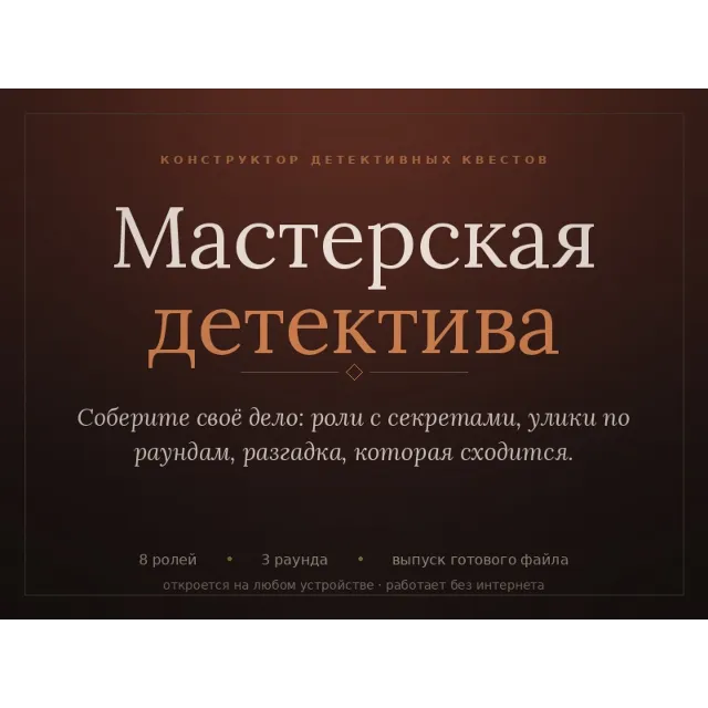Ключ к конструктору детективных квестов «Мастерская детектива»
