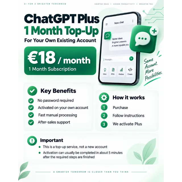 ChatGPT Plus на 1 месяц — пополнение подписки