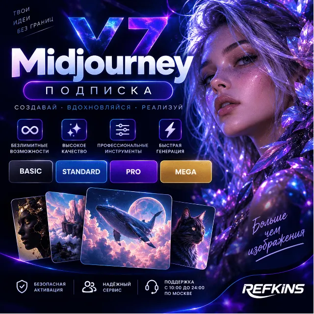 MIDJOURNEY V7 ПОДПИСКА 1 МЕСЯЦ | BASIC / STANDARD / PRO / MEGA | АКТИВАЦИЯ / ПРОДЛЕНИ