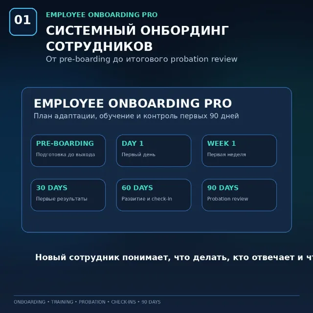 Онбординг сотрудника и испытательный срок Excel шаблон