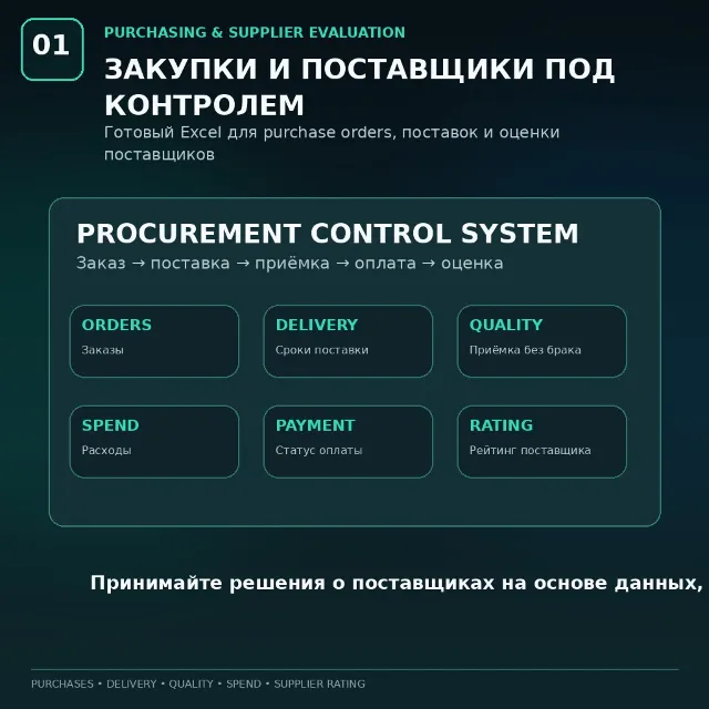 Закупки и оценка поставщиков Excel шаблон для бизнеса