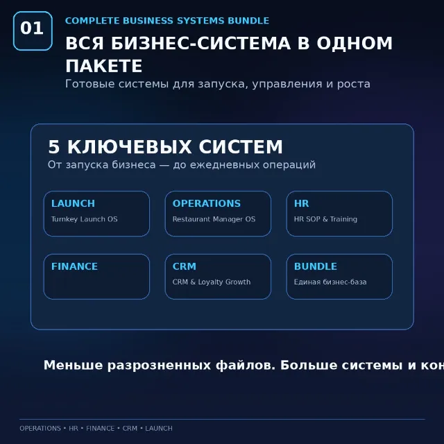 Комплект бизнес систем управление HR финансы CRM и запуск