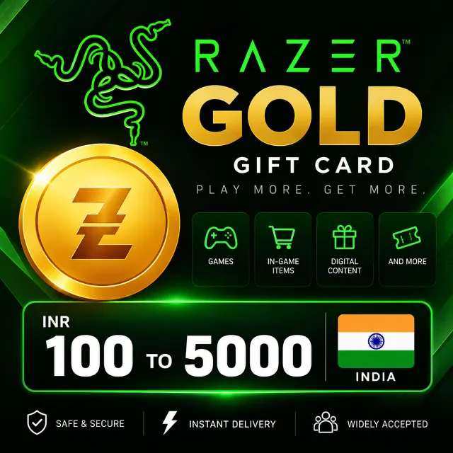 Подарочная карта Razer Gold от 100 до 5000 индийских рупий (INR) | Индия