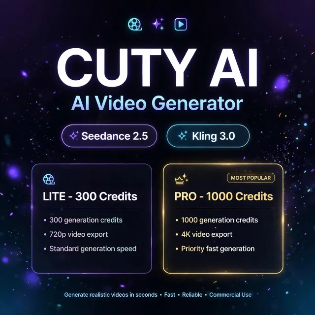 CUTY AI — 1 МЕСЯЦ | 300 / 1000 КРЕДИТОВ | LITE / PRO