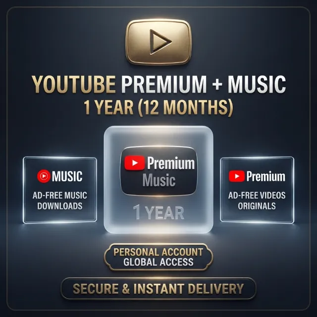 YouTube Premium + Music | 1 Year (12 Months) - Official Subscription