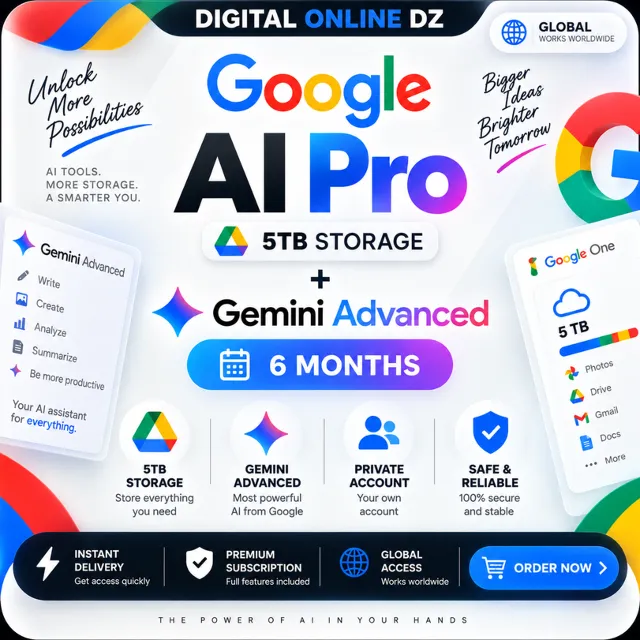 GOOGLE AI PRO 5TB + GEMINI ADVANCED | 6 MONTHS | PRIVATE ACCOUNT