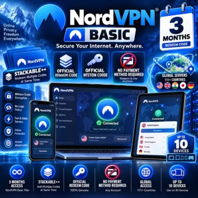 NordVPN Basic (3 месяца) — Официальный код активации — Возможность суммирования