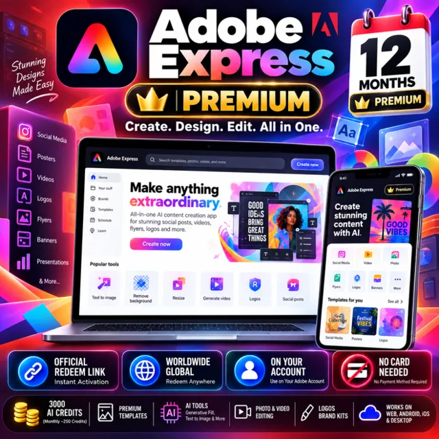 Adobe Express Premium (12 месяцев) — официальная ссылка
