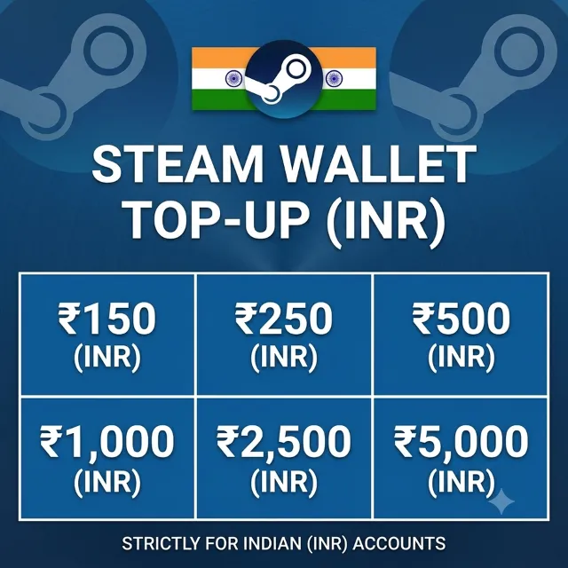 Steam Wallet Code / Top-Up (150 - 2500 INR) - Instant Delivery