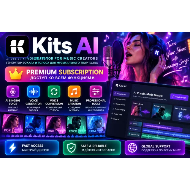 Kits AI Premium | AI Генератор Голоса и Вокала | AI Singing Voice | Создание Музыки |