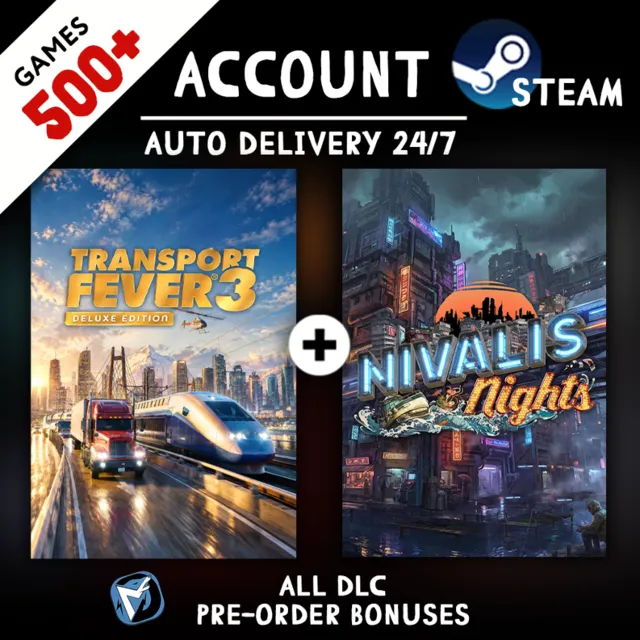 Transport Fever 3 - Deluxe Edition + Nivalis Nights + 500 ИГР STEAM АККАУНТ