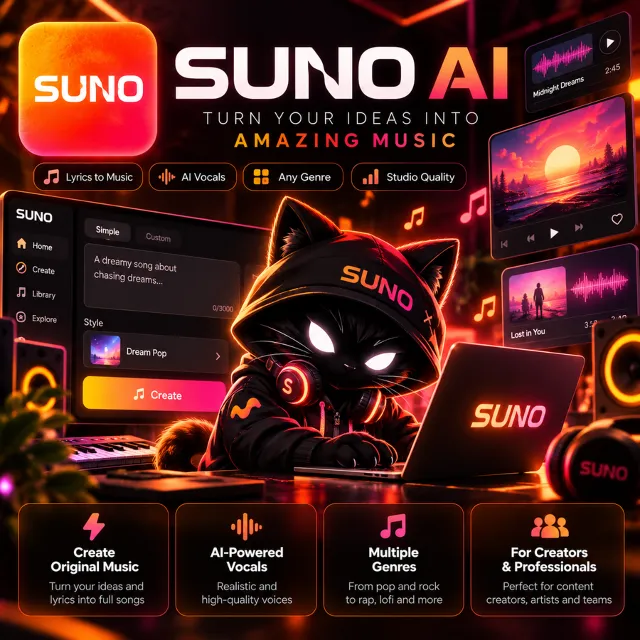 Подписка Suno AI 1 месяц - Pro / Premier на ВАШ аккаунт | Продление
